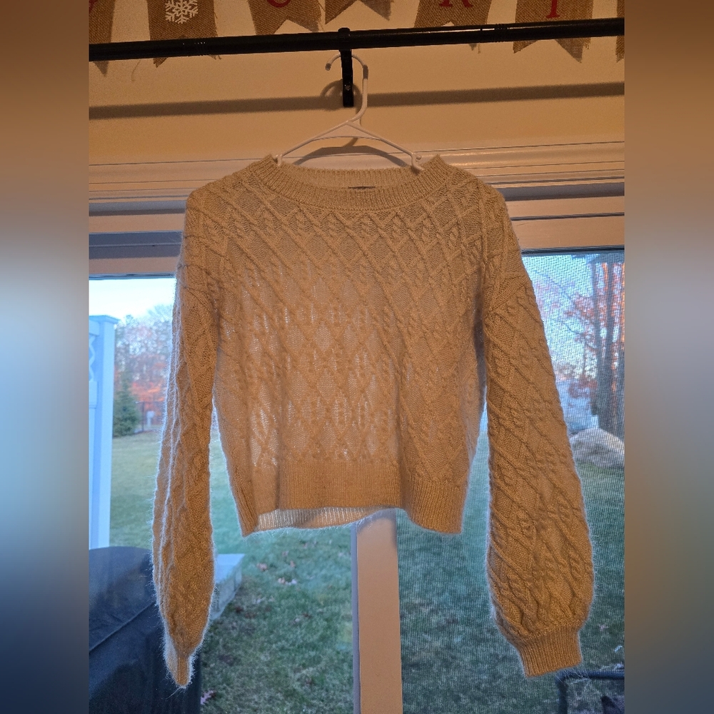 Women's Cream Cable Knit Sweater